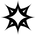 Black star-like symbol on a white background